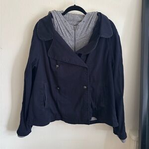 Navy grey layered coat